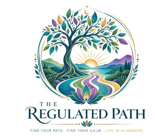 The Regulated Path: a tree, sunrise, lotus, and colorful winding paths